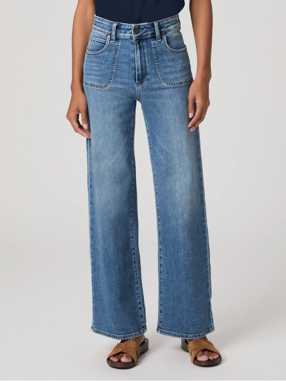 Paige Wide-Leg High-Rise Women's Jeans in Medium Blue